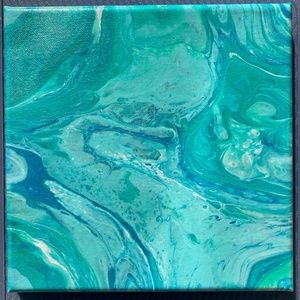 Serenity 8"x8" Painting by Color Fluent Art (Blue/White)